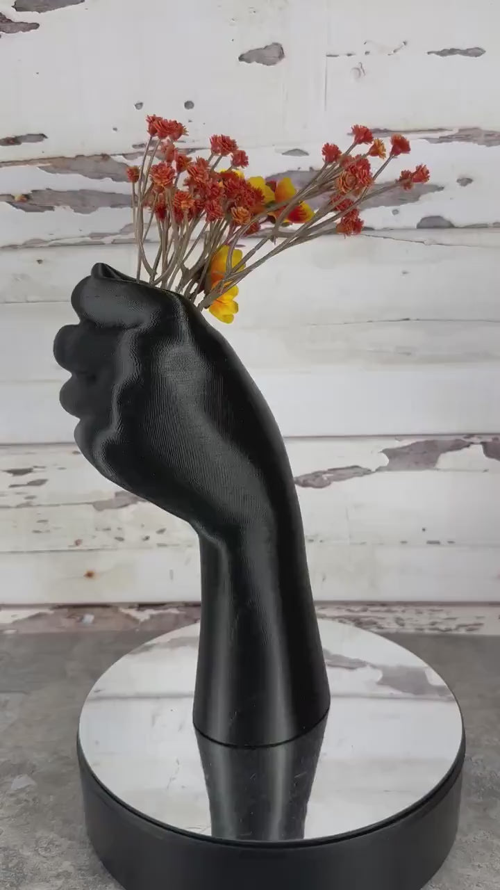 Human Hand Vase, Unique Vases for Flowers, 3D Printed Flower Vase, Mother's Day Gift from Kids, Dandelion Holder, Hand Holding Flower Vase