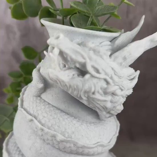 Chinese Dragon Vase, Unique Vases for Flowers, 3D Printed Flower Vase, Red and Black Vases, White and Blue Vase, Marble Vase for Flowers