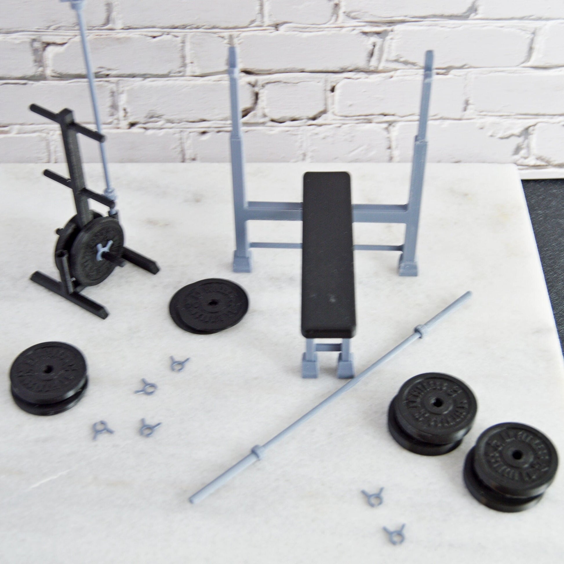 1/6 Scale Gym Set, Miniature Gym Equipment, Exercise Equipment, 1 6 Scale  Dollhouse Furniture, Home Gym Decor, Miniature Weight Plate 