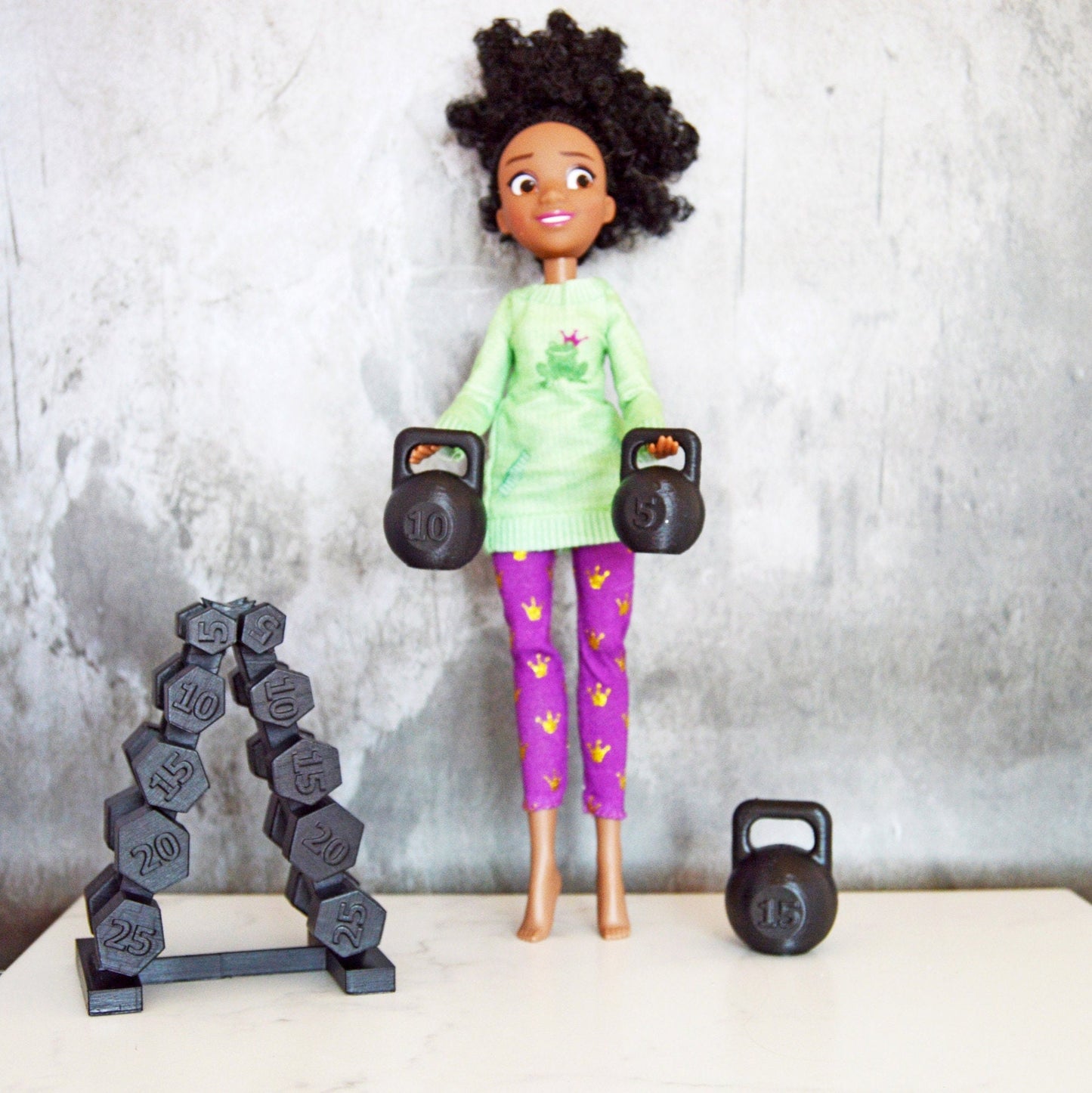 1 6 Scale Free Weight Dumbbells, 1 6 Scale Diorama, 1 6 Scale Doll furniture, Hand Weights Stand, Mini Weights, 3D Printed Gym, Body Builder
