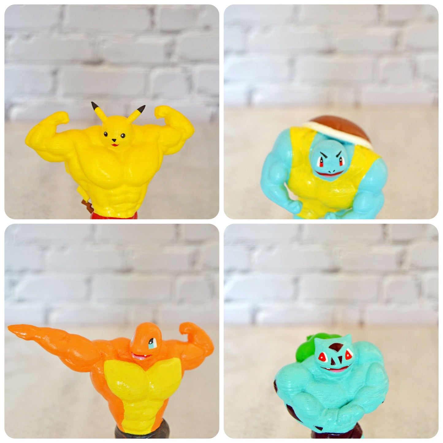 3D Printed Buff Pokemon Set, Swole Pokemon, Muscle Pokemon, Buff Figurine, Gift for Someone Who Has Everything, Video Game Character Decor