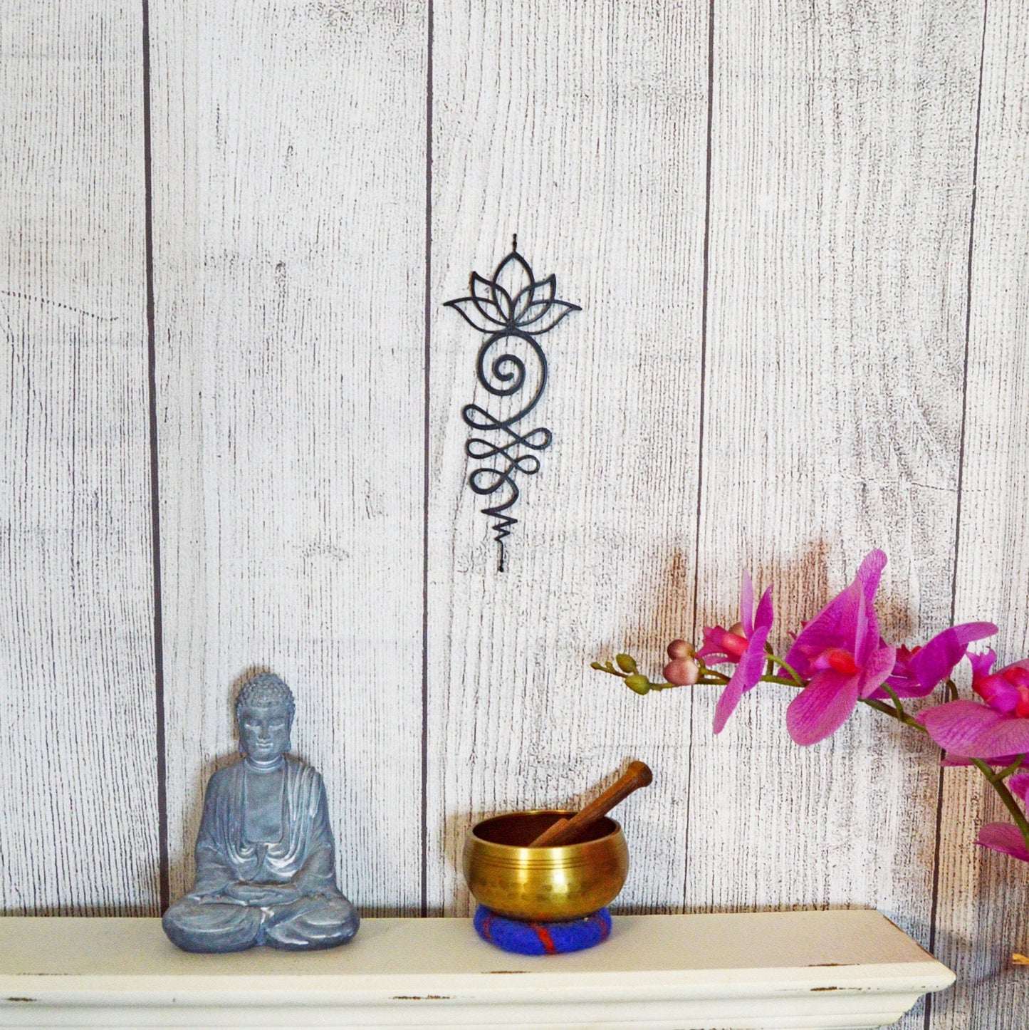 Lotus Unalome Wall Art, Spiritual Wall Art, Buddhist Wall Art, Yoga Studio Wall Art, Easy to Hang Wall Decor, 3D Wall Art Decor