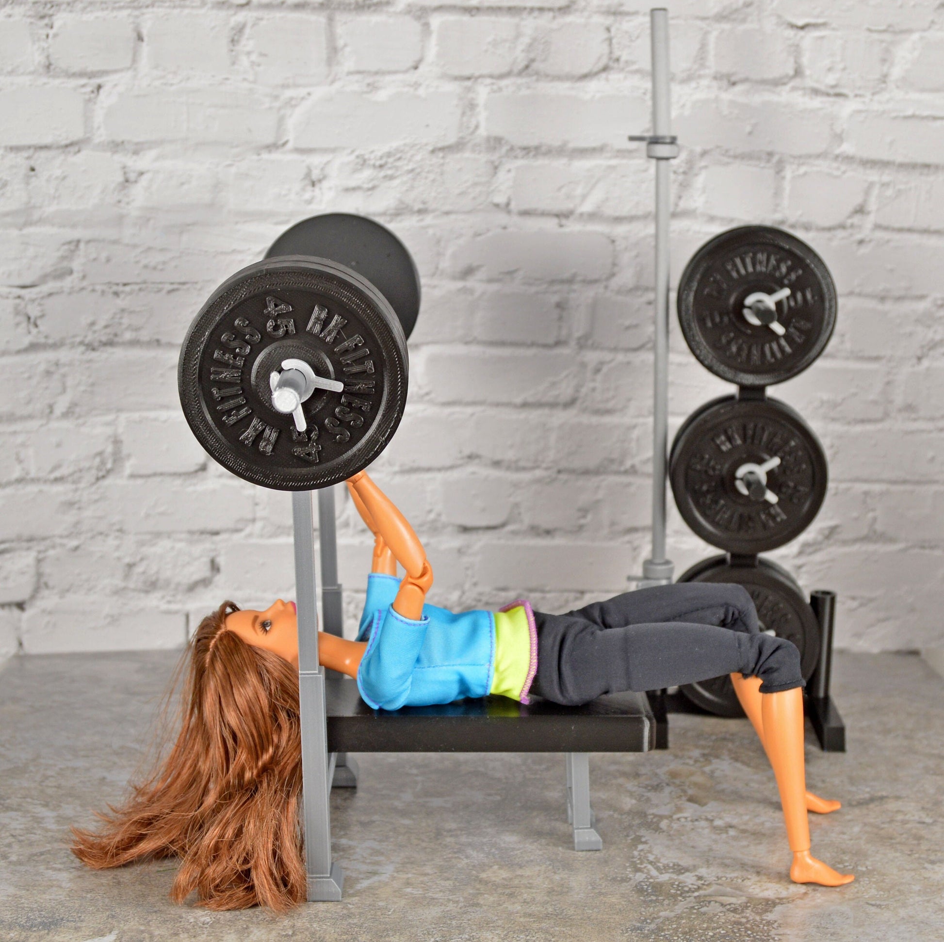 1/6 Scale Gym Set, Miniature Gym Equipment, Exercise Equipment, 1