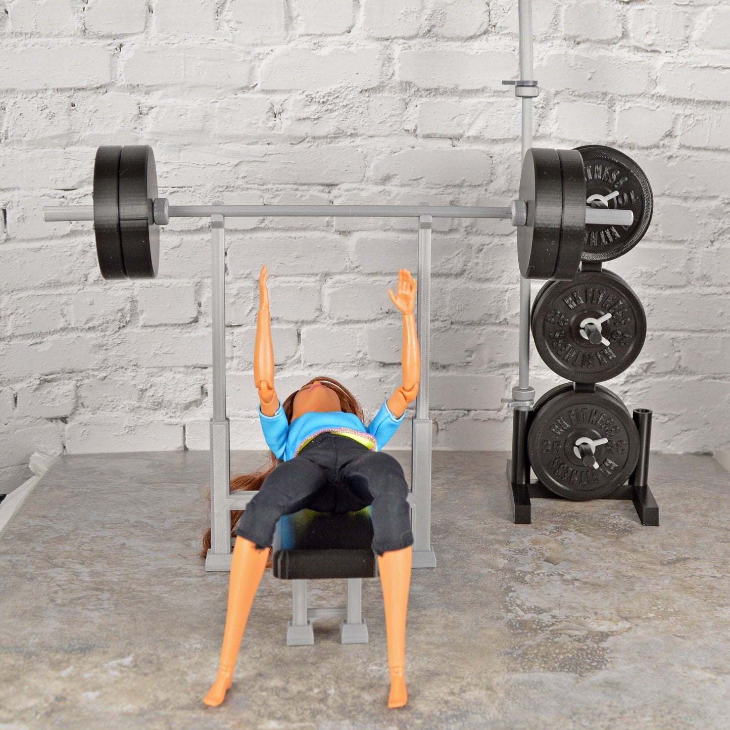 1/6 Scale Gym Set, Miniature Gym Equipment, Exercise Equipment, 1 6 Scale Dollhouse Furniture, Home Gym Decor, Miniature Weight Plate