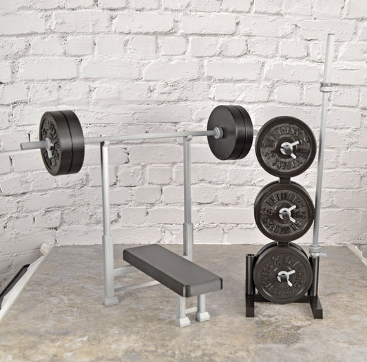 1/6 Scale Gym Set, Miniature Gym Equipment, Exercise Equipment, 1 6 Scale Dollhouse Furniture, Home Gym Decor, Miniature Weight Plate