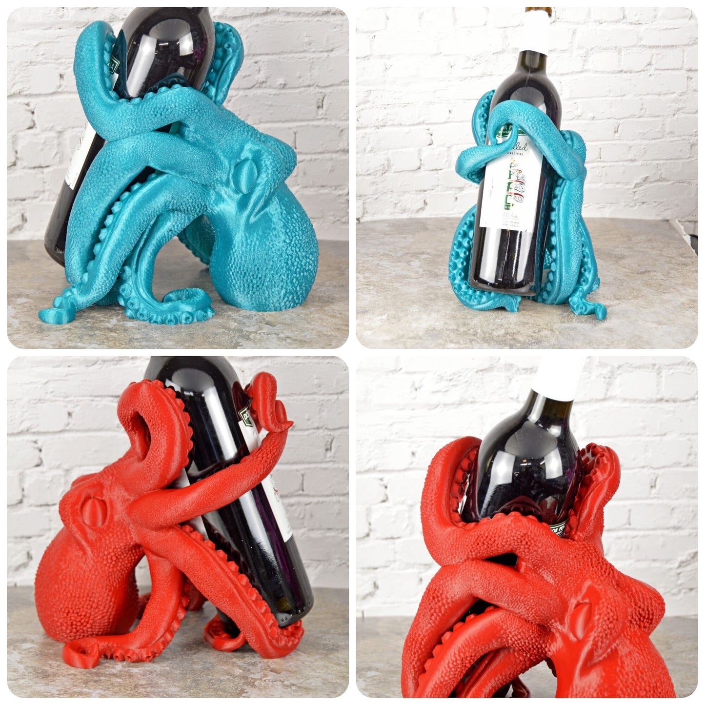 Octopus Wine Bottle Holder Countertop, Single Wine Bottle Holder, Wine Bottle Display, Wine Bottle Storage, Coastal Wine Rack