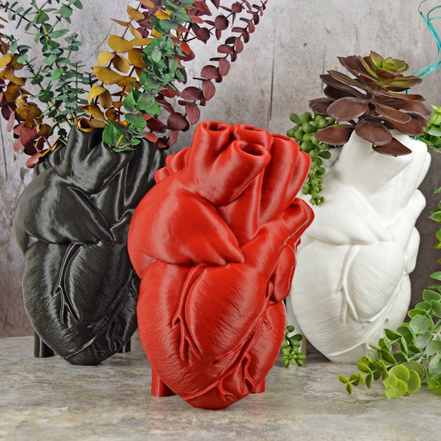 Realistic Human Heart Vase, Anatomical Heart Vase Large, Heart Surgeon Gift, Vase for Dried Flowers, Dried Flower Vase, 3D Printed Vase