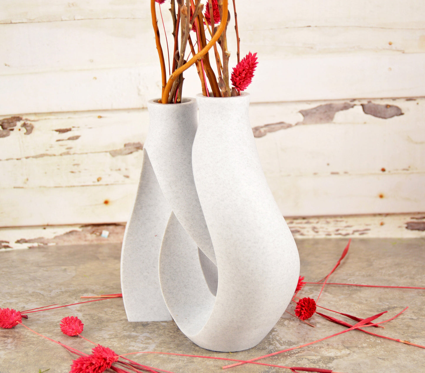 Modern Vase for Flowers, Nordic Vase Decor, Double Vase, Vase with Hole, Interlocking Vases, Aesthetic Vase, Vase for Dried Flowers