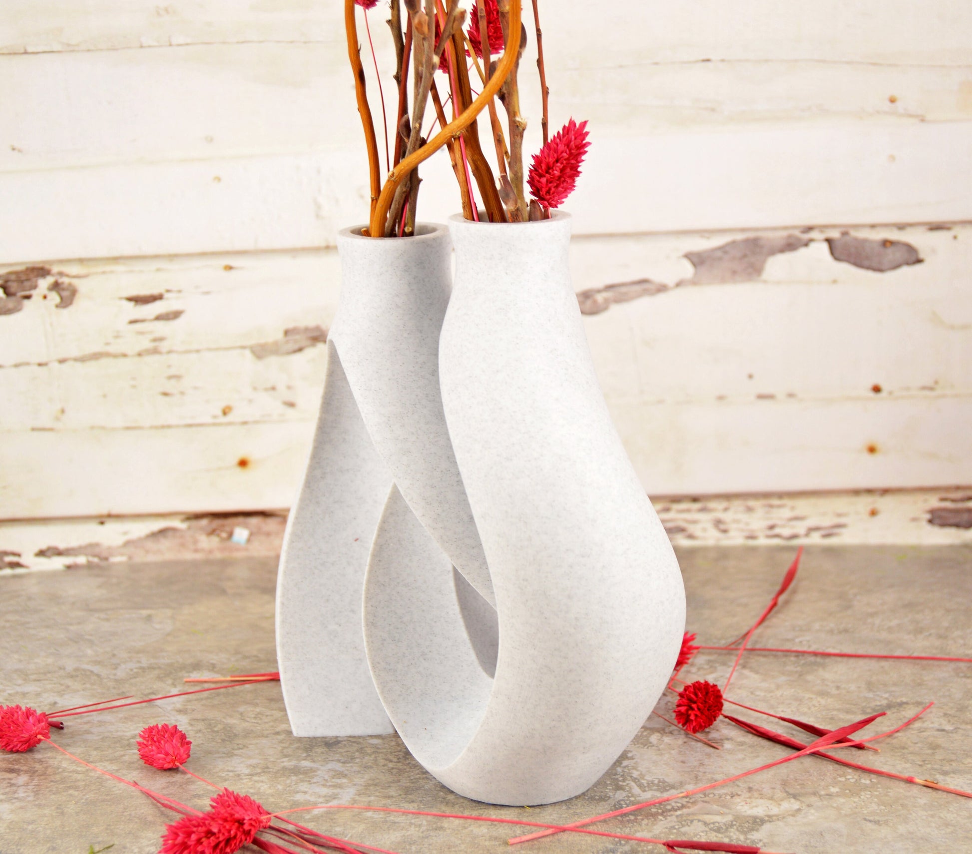 Modern Vase for Flowers, Nordic Vase Decor, Double Vase, Vase with Hole, Interlocking Vases, Aesthetic Vase, Vase for Dried Flowers