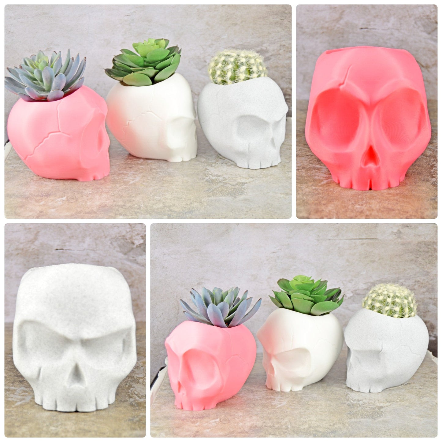 Skull Vases, Cute Skull Planter Pot, Angry Skull, Halloween Planter, Air Plant Holder, Succulent Planter Funny, Goth Planter Pot