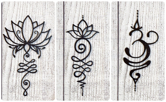 Spiritual Wall Art Set of 3, Unalome Wall Art, Zen Bedroom Decor, Yoga Wall Art, Spiritual Wall Art Decor, Lotus Flower Wall Art, Lotus Art