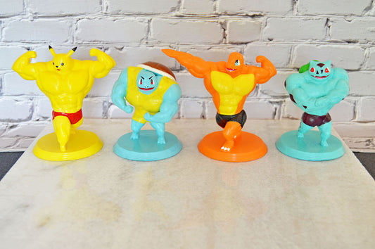 3D Printed Buff Pokemon Set, Swole Pokemon, Muscle Pokemon, Buff Figurine, Gift for Someone Who Has Everything, Video Game Character Decor